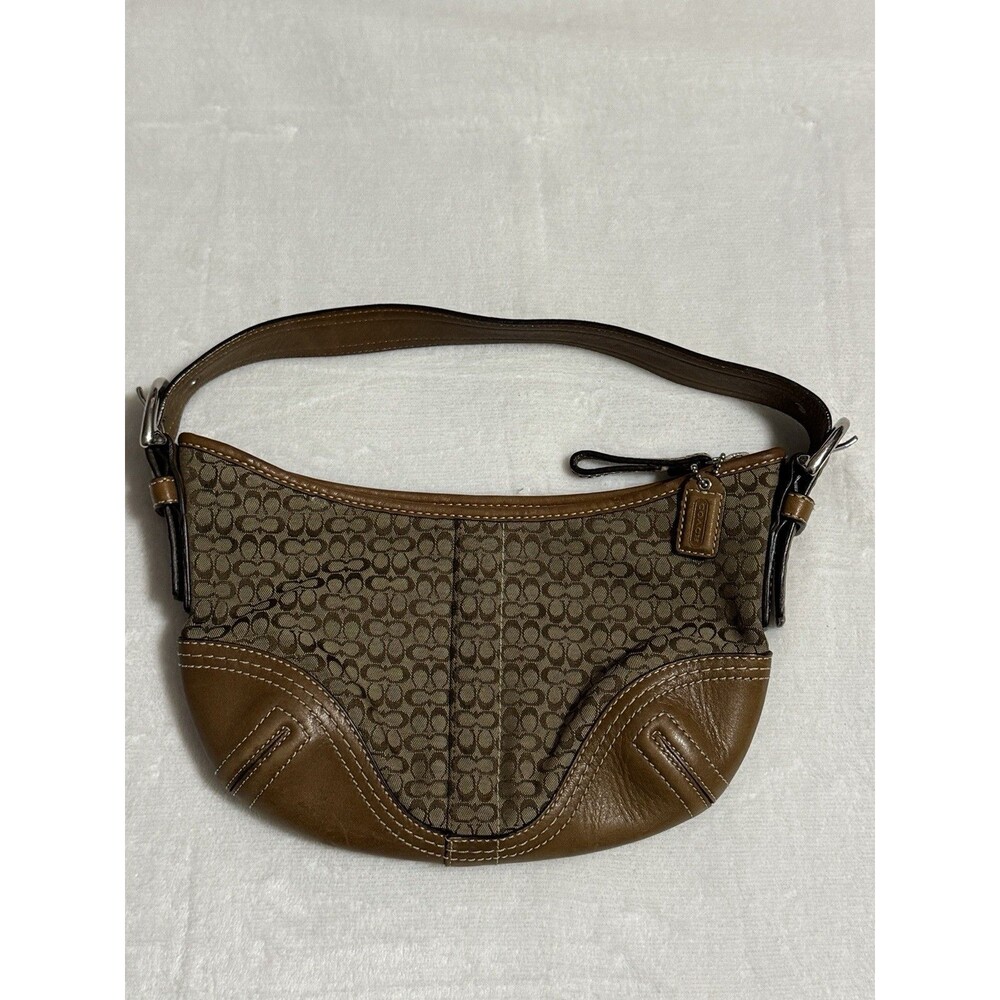 Y2K Coach Soho Signature Demi Hobo Mini Bag Tan Brown F02154 Vintage Purse